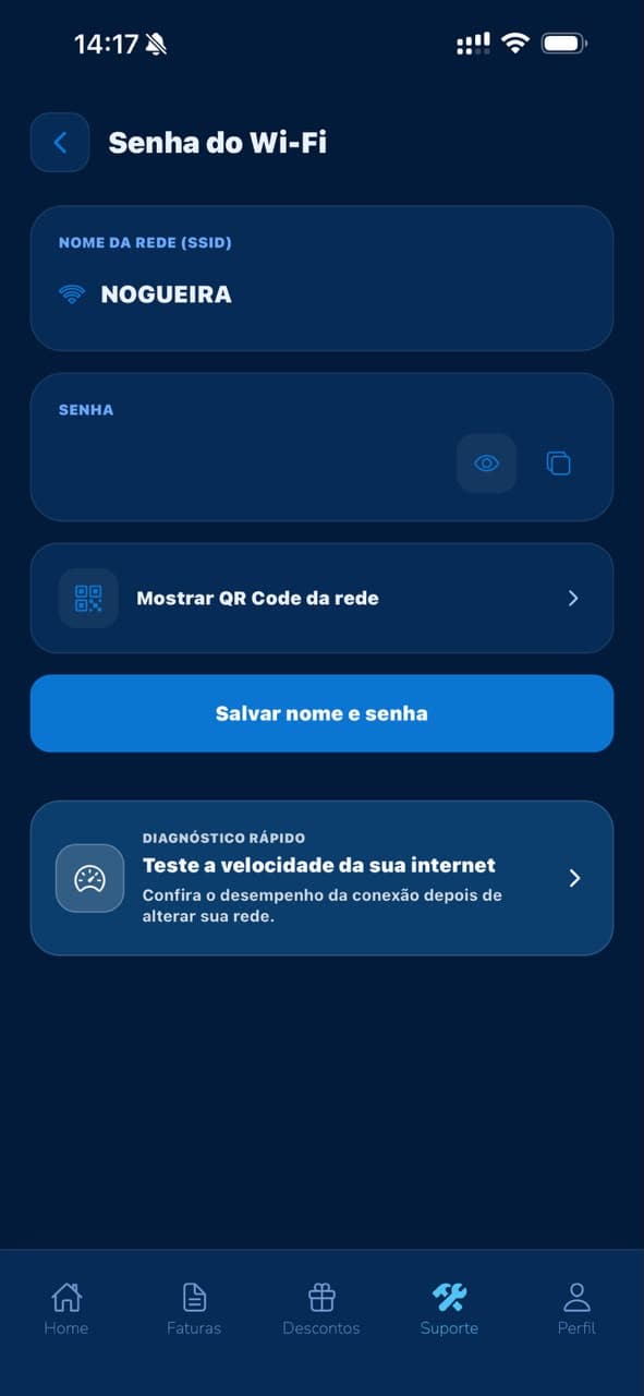 Tela Meu Wifi do app Athon Networks